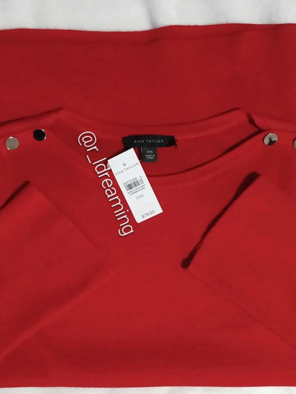 Ann Taylor Red Knit Mini Dress - Button Shoulder & Side Slit Size XXS NWT - Picture 8 of 9